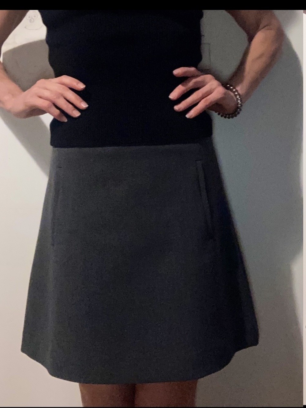 NWT C.Wonder Gray A-Line Stretch Crepe Mini Career Skirt Womens Size 4/S